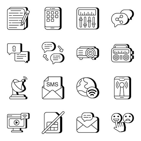 Premium Vector | Pack of communication and technology linear icons