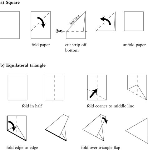 Folding Instructions For A A Square An B An Equilateral Triangle From