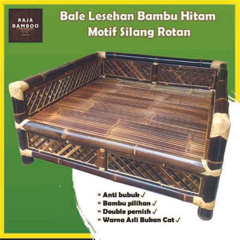 Jual Bale Lesehan Silang Bambu Hitam Bench Bambu Ukuran X Cm