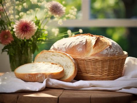 Freshly Baked White Bread Photorealistic Horizontal Illustration Crusty