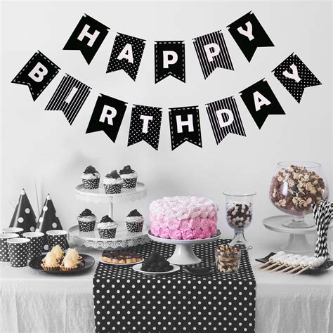 Happy Birthday Banner -Black & White - Walmart.com