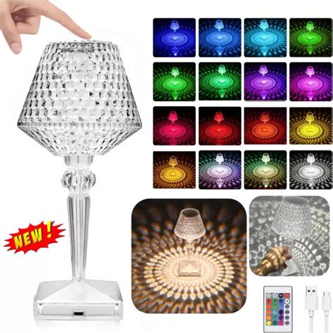 Led Crystal Table Lamp Usb Rechargeable Diamond Rose Desk Night Light