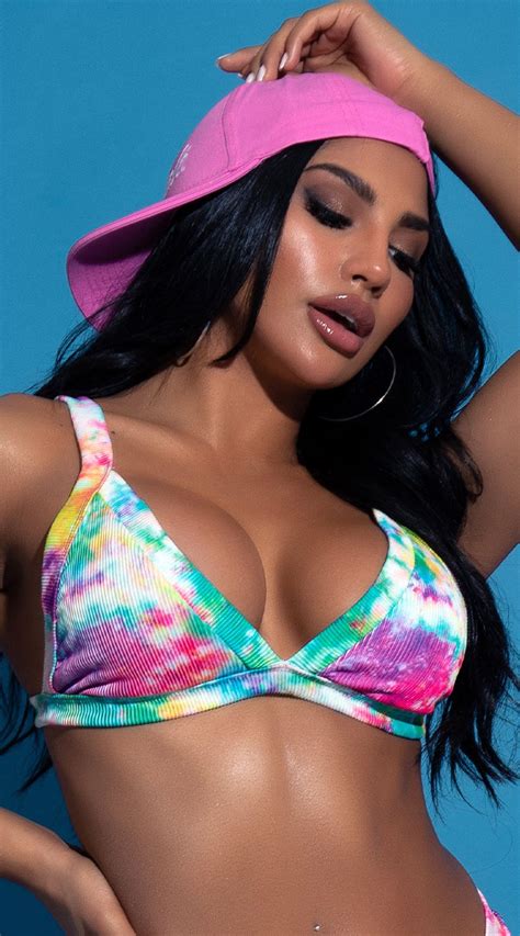 Yandy Dye Hard For Love Triangle Bikini Top Sexy Tie Dye Swimwear