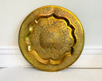 Brass Peacock Plate Etsy