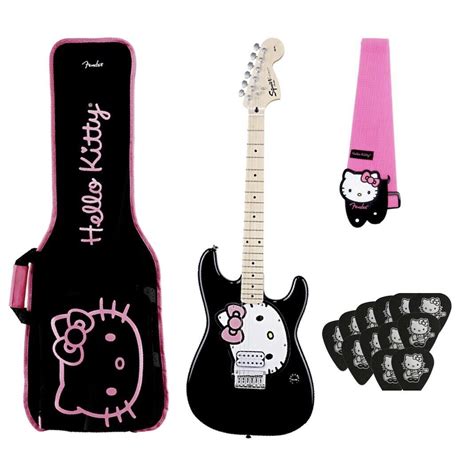 Hello Kitty Electric Guitar W Gig Bag Strap And Picks By Fender Rare