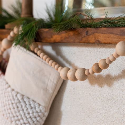 Natural Wood Bead Garland Magnolia Wood Bead Garland Beaded