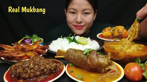 Asmr Eating Mutton Curry Mutton Fat Curry Prawn Curry Egg Curry