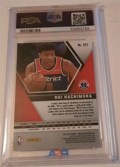 Rui Hachimura Panini Mosaic Rc Psa Gem Mint