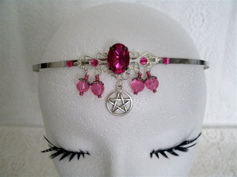 Pink Pentacle Circlet Wiccan Jewelry Pagan Jewelry Wicca Jewelry Witch