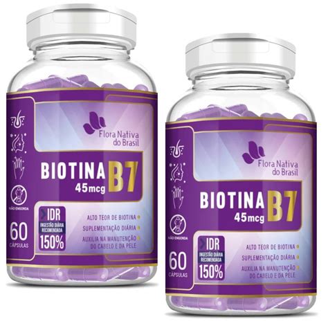 Kit 2x Biotina Vitamina B7 60 Cápsulas Flora Nativa Shopee Brasil