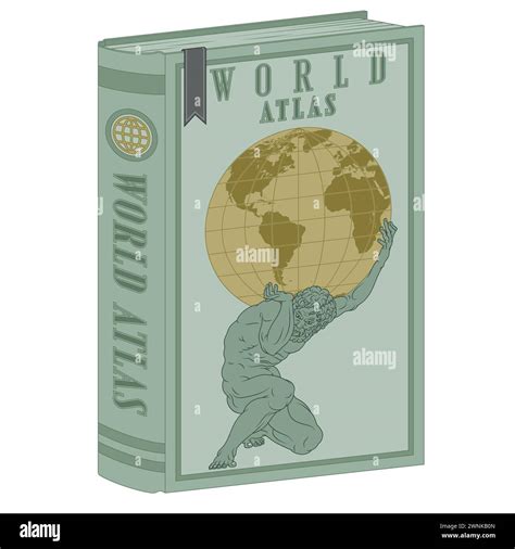 Vector design Atlas book of world maps, Greek mythology titan holding ...