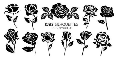 Descarga Vector De Conjunto De Flores De Silueta Rosa