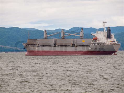 Cargo Ship On The Columbia River At Astoria Oregon Usa Stock Image