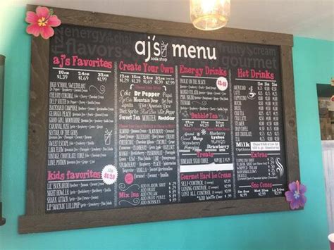 Menu At AJs Soda Shop Desserts Torrington