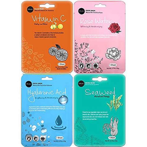 Celavi Korean Beauty Essence Facial Sheet Mask Set 24 Pack 12 Flavors Moisturizing K Beauty