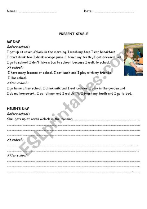 English Worksheets Present Simpledaily Routines