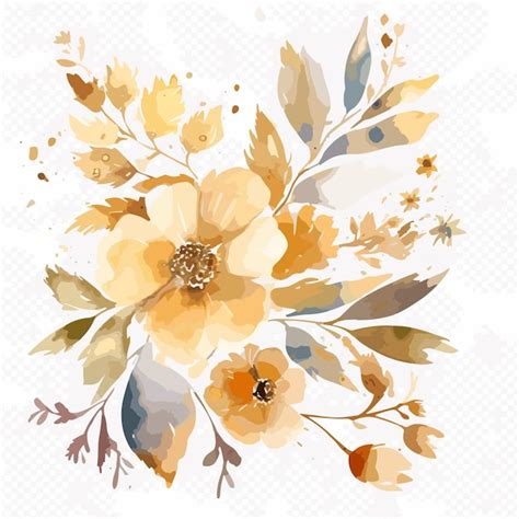 Premium Vector Golden Floral Collection On White Background