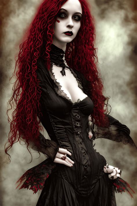 Gothic Victorian Vampire Grunge Full Body Showing Witch Beautiful