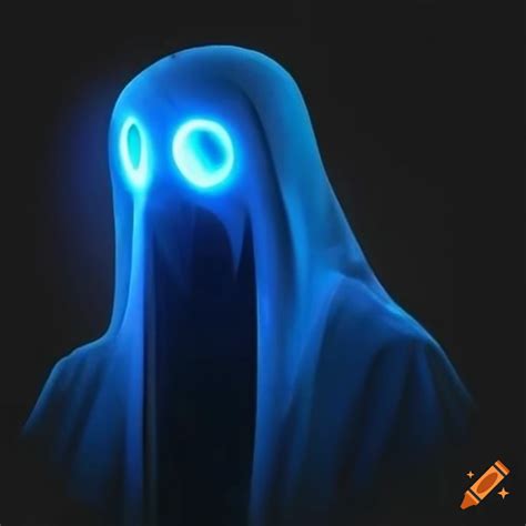 Blue Glowing Ghost With Orange Eyes On Craiyon