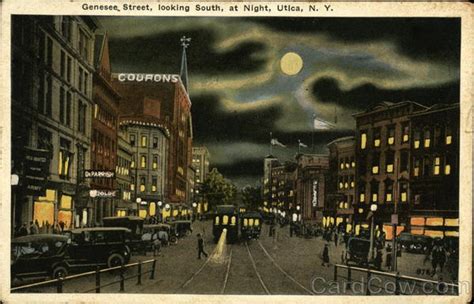 Genesee Street Looking South At Night Utica Ny