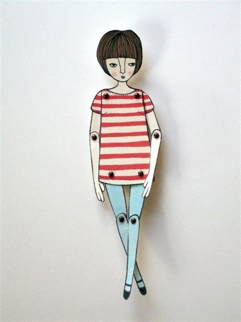 Miniature Moveable Paper Doll In Red Stripes Via Etsy Diy And