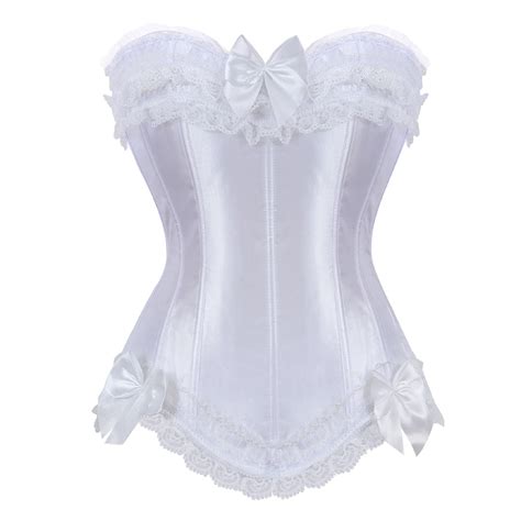 Corset Tops For Women Bustier Shapewear Lingerie Lace Waist Push Up Bodysuit White L Walmart