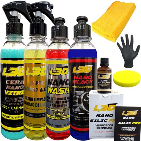 Kit Cera Automotiva L D Vitrificador Automotivo Shampoo