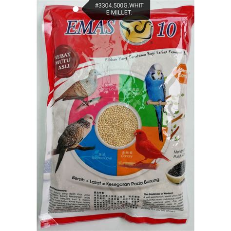 Emas10 White Millet Bird Food Makanan Burung 500gram Emas 10 Shopee