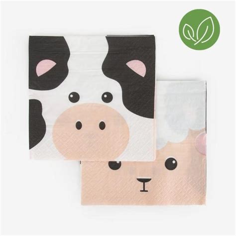 Serviettes Animaux De La Ferme Vache Royaume Melazic Cupcakes