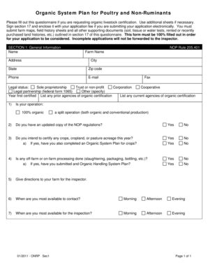 Fillable Online Agri Idaho Organic System Plan For Poultry And Non