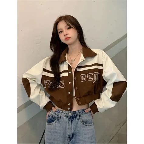 Jual Jacket Crop Wanita Gaya Korean Style Lucu Guci Croope Jacket