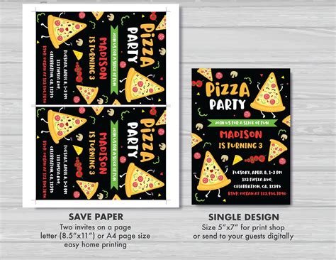 Pizza Party Invitation Kids Pizza Party Pizza Birthday | Etsy