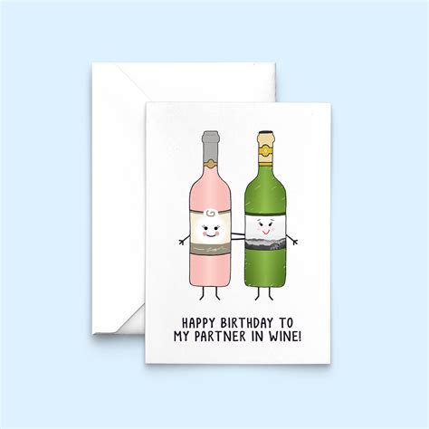 Wine Birthday Card Birthday Card Card For Friend Friend Etsy