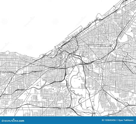 Map of the City of Cleveland, Ohio, USA Stock Illustration ...