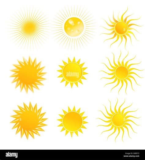 illustration  set  suns isolated   white background stock photo