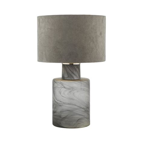 Dar Wanda Table Lamp Smoked Glass With Grey Shade