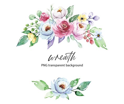 Watercolor Flowers Clipart Frame Wreath With Peonies Floral Clipart