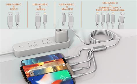 USB C Multi Ladekabel für mehrere Geräte Apple MFi Certified 10Ft