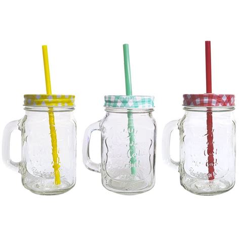 Caneca Vidro Tampa Canudo Jarra Cerveja Drink Masonjar St