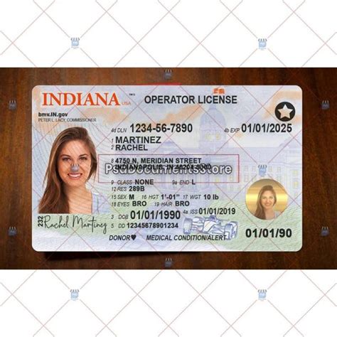 Indiana Drivers License Template Psd Documents Store