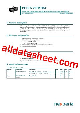 PESD7V0H1BSF Datasheet PDF Nexperia B V All Rights Reserved