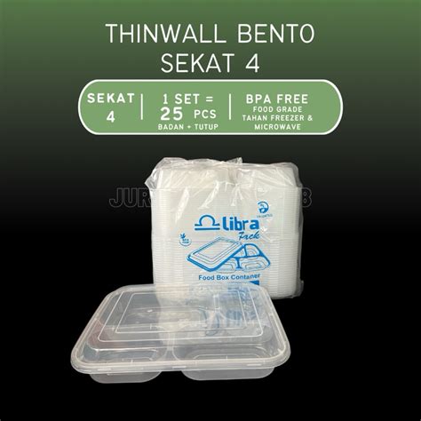 Jual 25 PCS Thinwall Bento Sekat 4 Food Container Thinwall Libra