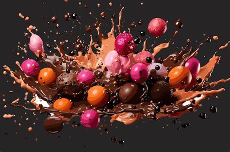 Premium Vector Ice Cream Dip In River Of Chocolates Vector Art