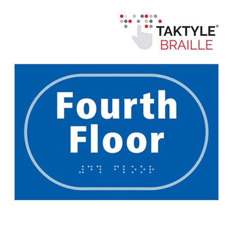 Fourth Floor' Sign, Self Adhesive Taktyle , Blue ,(225mm x 150mm) | RSIS