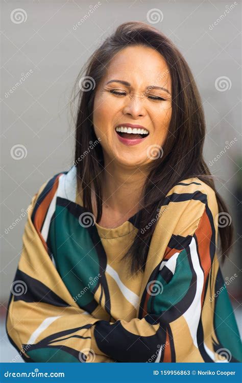 Happy Mature Asian Woman Laughing And Smiling Stock Image Image Of