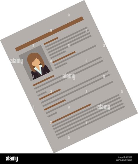 Side Document With Woman Curriculum Vitae Vector Illustration Stock