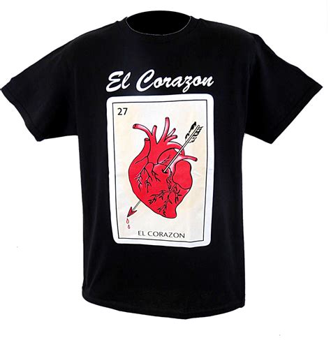 27 El Corazon Mexican Loteria T Shirts Tees Cotton Shirts