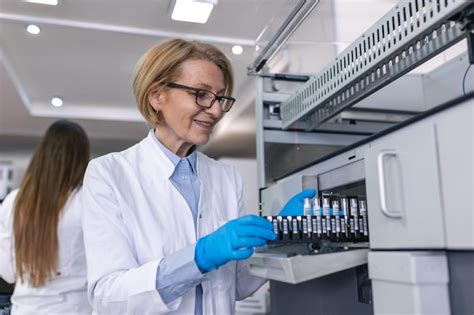 Premium Photo Closeup Female Research Scientist Takes Test Tube With