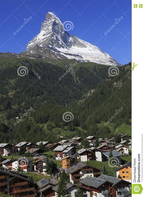 Zermatt Village And Matterhorn Switzerland Stock Photo Image Of