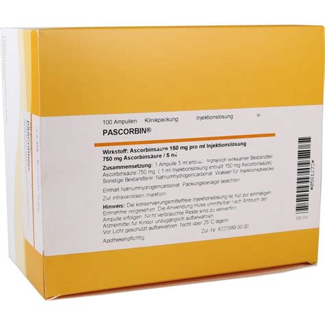 PASCORBIN Injektionslösung Ampullen 100x5 ml PZN 581273 St